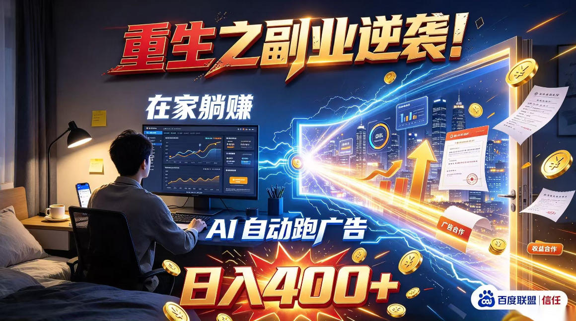 重生之副业逆袭！在家躺赚AI自动跑广告日入400+，无需人工操作【揭秘】-超级会员网