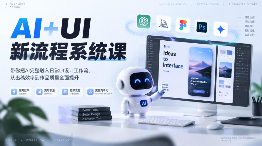 【无水印】AI+UI新流程系统课，带你把AI完整融入日常UI设计工作流，从出稿效率到作品质量全面提升(2026第4期)-超级会员网