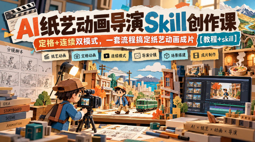 AI纸艺动画导演Skill创作课｜定格+连续双模式，一套流程搞定纸艺动画成片【教程+skill】-超级会员网