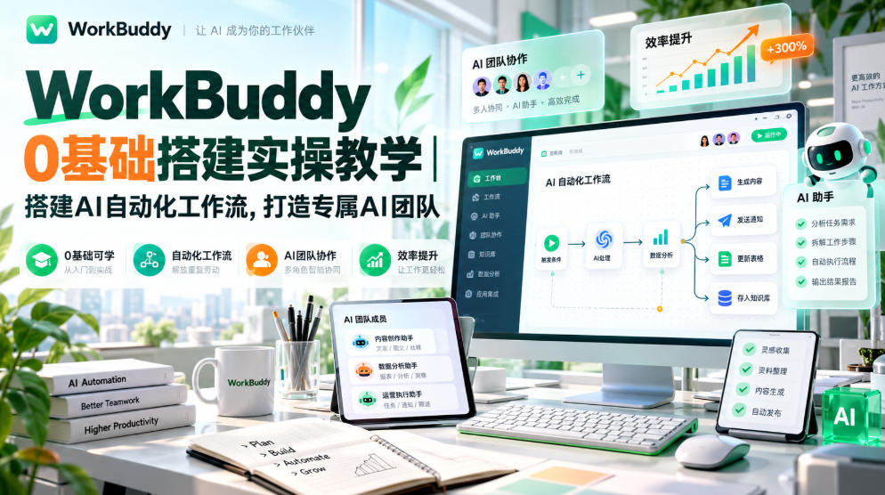 WorkBuddy 0基础搭建实操教学｜搭建AI自动化工作流，打造专属AI团队-超级会员网