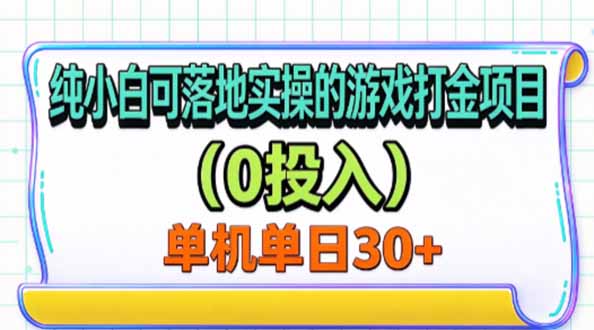 纯小白可落地实操的游戏打金项目(0投入-超级会员网