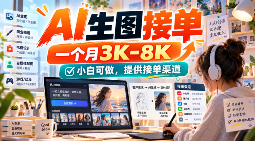 AI生图接单，一个月3K-8K，小白可做，提供接单渠道-超级会员网