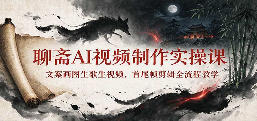 聊斋AI视频制作实操课：文案画图生歌生视频，首尾帧剪辑全流程教学-超级会员网