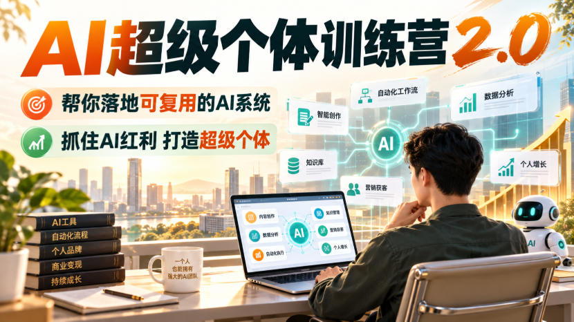 AI超级个体训练营2.0，帮你落地可复用的AI系统，抓住AI红利打造超级个体-超级会员网