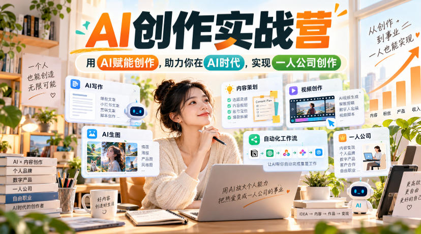 AI创作实战营，用AI赋能创作，助力你在AI时代，实现一人公司创作-超级会员网