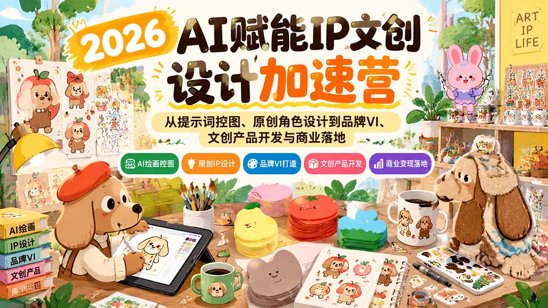 2026AI赋能IP文创设计加速营：从提示词控图、原创角色设计到品牌VI、文创产品开发与商业落地-超级会员网