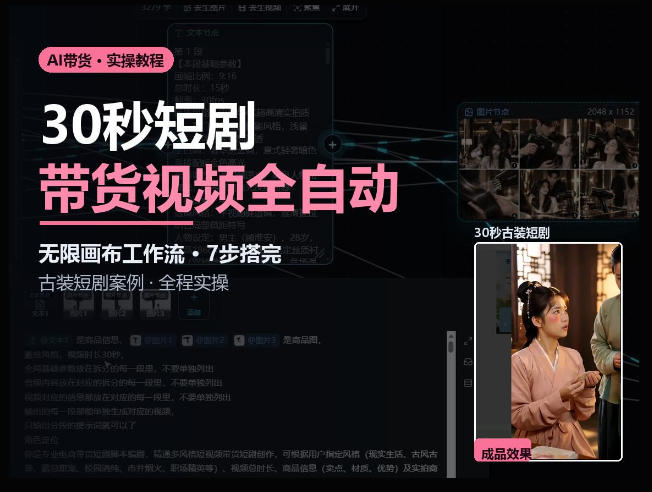 Seedance2.0做短剧带货视频，无限画布工作流·7步搭完古装短剧案例·全程实操-超级会员网