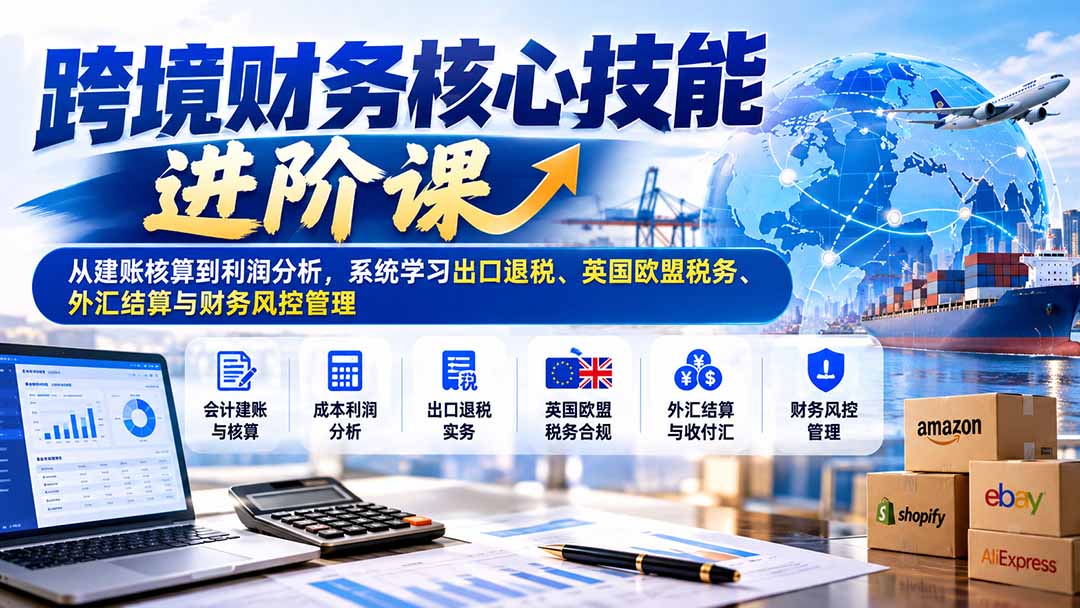 跨境财务核心技能进阶课：从建账核算到利润分析，系统学习出口退税、英国欧盟税务、外汇结算与财务风控管理-超级会员网