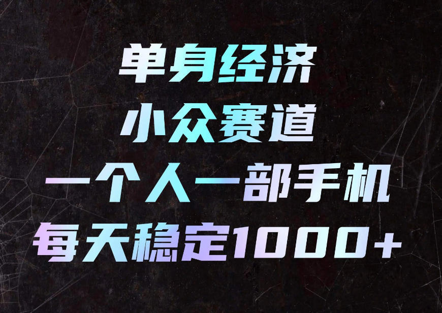 单身经济小众赛道，一个人一部手机，每天稳定1000+，利用下班碎片时间即可【揭秘】-超级会员网