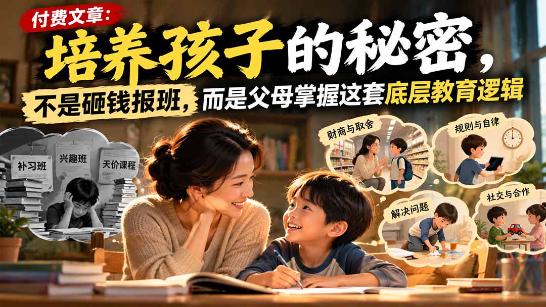 付费文章：培养孩子的秘密，不是砸钱报班，而是父母掌握这套底层教育逻辑-超级会员网