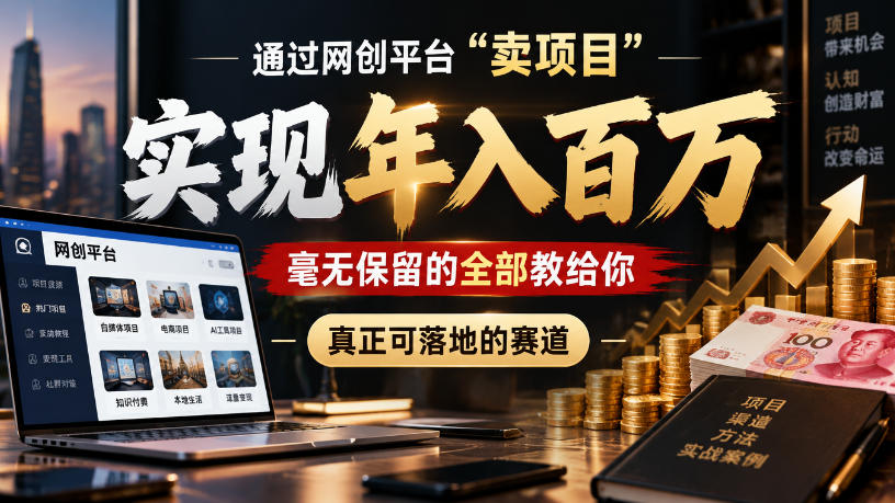 通过网创平台“卖项目”实现年入100w，毫无保留的全部教给你，真正可落地的赛道【揭秘】-超级会员网