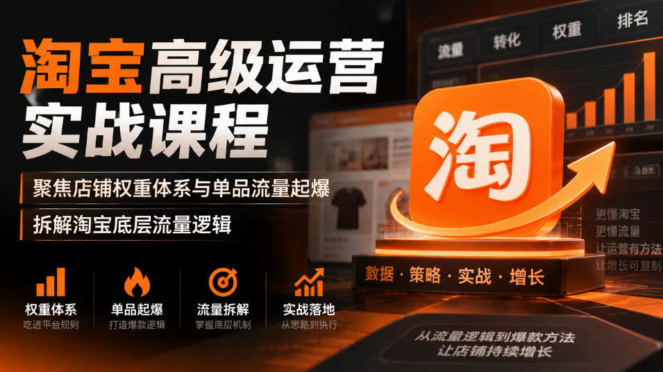 淘宝高级运营实战课程，聚焦店铺权重体系与单品流量起爆，拆解淘宝底层流量逻辑-超级会员网