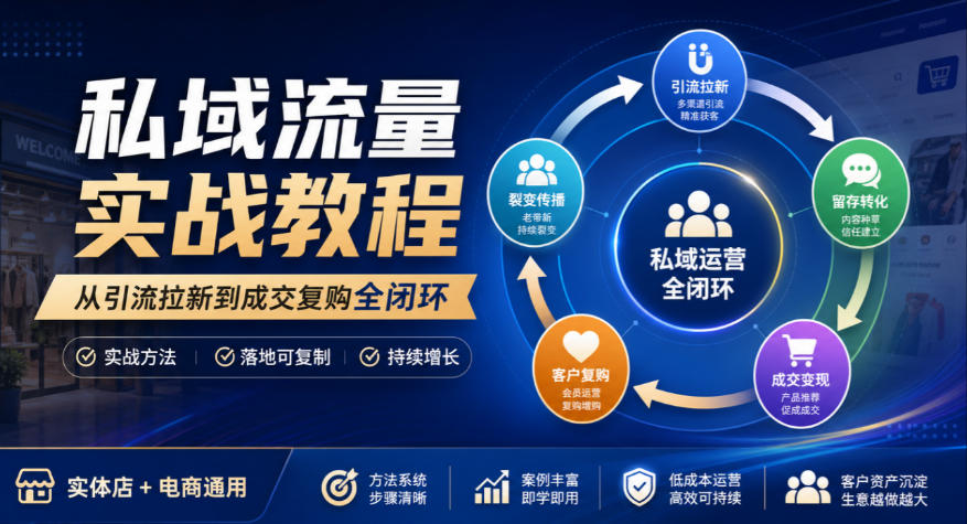 私域流量实战教程，从引流拉新到成交复购全闭环，实体店电商通用-超级会员网