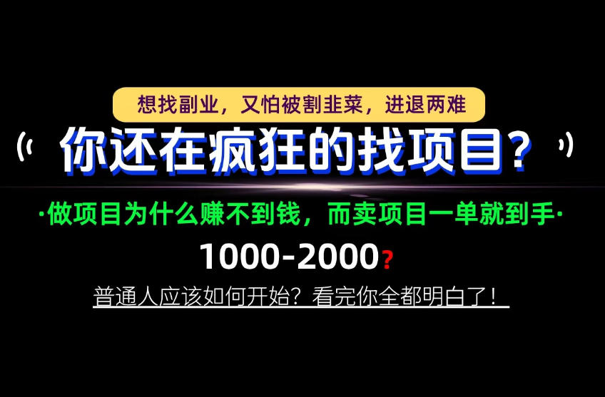 你还在疯狂的找项目？别傻了！卖项目才是真正的一本万利！怎么做，看完你全都明白！【揭秘】-超级会员网