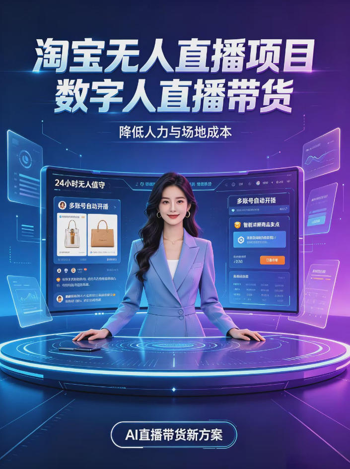 淘宝AI无人直播带货，24小时自动开播低门槛副业，无需真人长时间出镜，持续引流出单【揭秘】-超级会员网