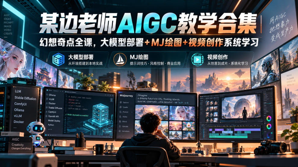 某边老师AIGC教学合集｜幻想奇点全课，大模型部署+MJ绘图+视频创作系统学习-超级会员网