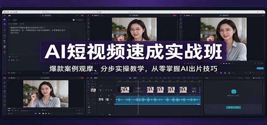 AI短视频速成实战班：爆款案例观摩、分步实操教学，从零掌握AI出片技巧-超级会员网