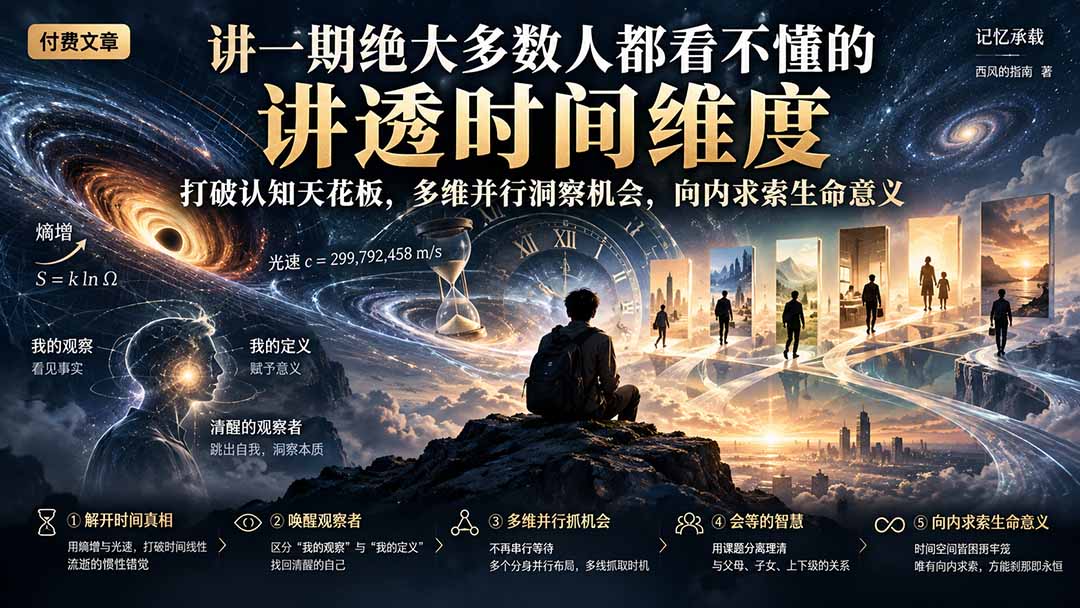 付费文章：讲一期绝大多数人都看不懂的，讲透时间维度，打破认知天花板，多维并行洞察机会，向内求索生命意义-超级会员网
