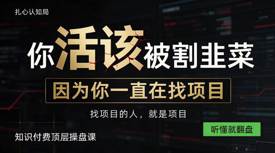 做项目不如卖项目，做知识付费自己当老板，知识付费顶层操盘课，听懂就翻盘【揭秘】-超级会员网