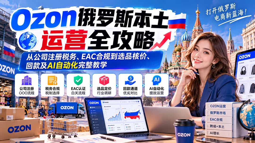 Ozon俄罗斯本土运营全攻略：从公司注册税务、EAC合规到选品核价、回款及AI自动化完整教学-超级会员网