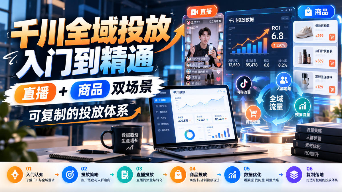 千川全域投放入门到精通，直播+商品双场景，可复制的投放体系-超级会员网