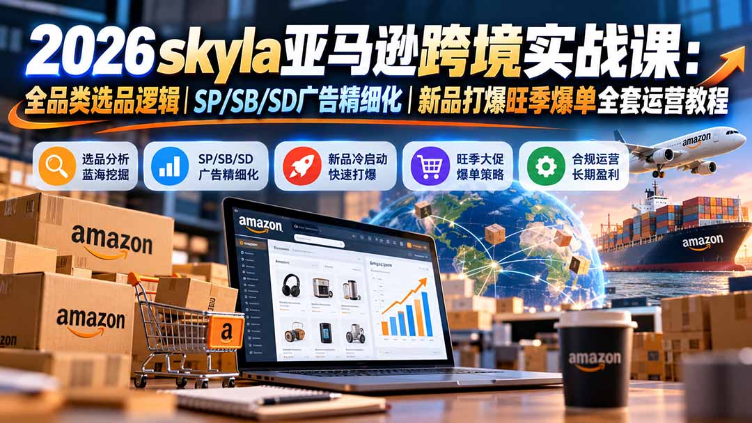 skyla亚马逊跨境实战课-更新1019：全品类选品逻辑｜SP/SB/SD广告精细化｜新品打爆旺季爆单全套运营教程-超级会员网