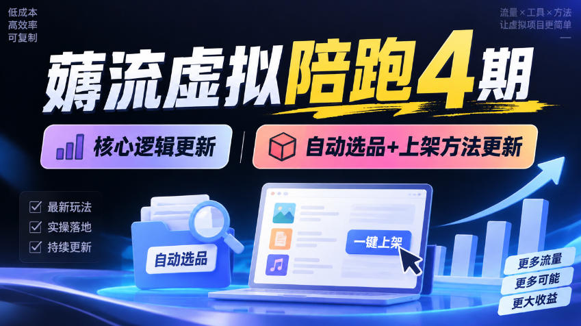 薅流虚拟陪跑4期丨核心逻辑更新丨自动选品+上架方法更新-超级会员网
