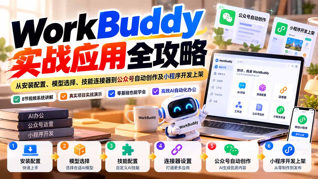 WorkBuddy 实战应用全攻略：从安装配置、模型选择、技能连接器到公众号自动创作及小程序开发上架-超级会员网