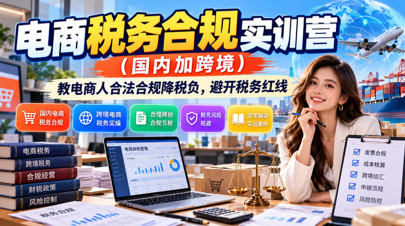 电商税务合规实训营(国内加跨境)，教电商人合法合规降税负，避开税务红线-超级会员网