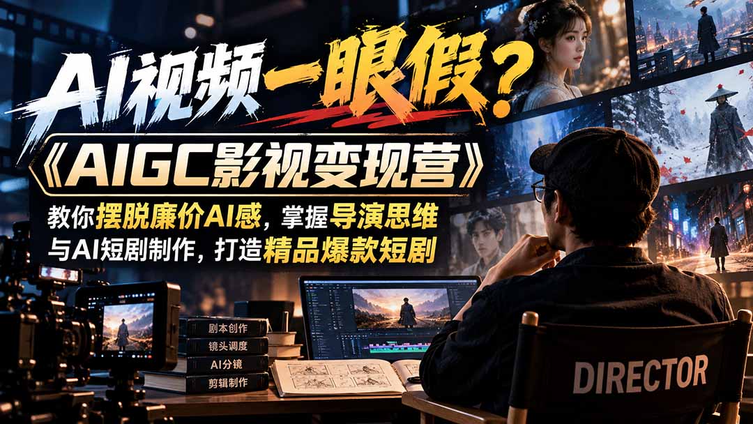 【无水印】AI视频一眼假？《AIGC影视变现营》教你摆脱廉价AI感，掌握导演思维与AI短剧制作，打造精品爆款短剧-超级会员网