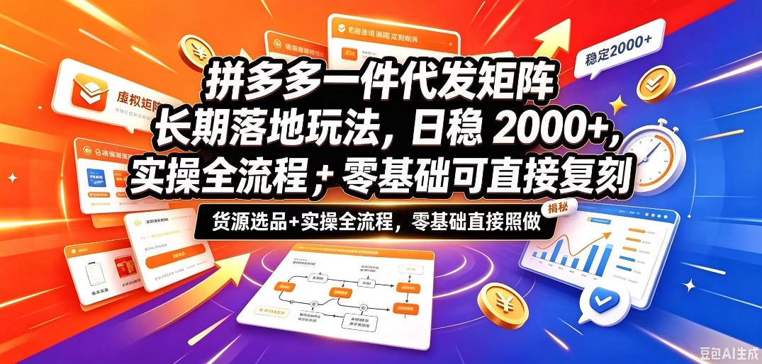 拼多多一件代发矩阵长期落地玩法，日稳入2k+，选品货源+实操全流程，零基础可直接复刻【拆解】-超级会员网