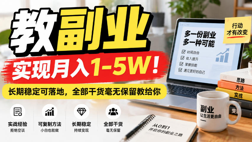 “教副业”实现月入1-5W！长期稳定可落地，全部干货毫无保留教给你【揭秘】-超级会员网