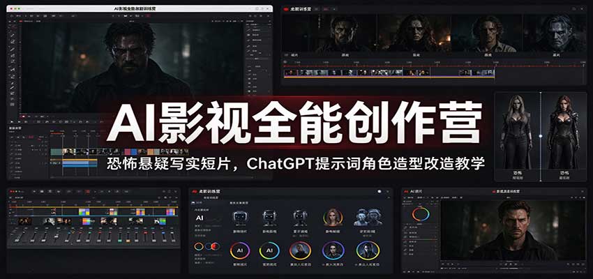 AI影视全能创作营：恐怖悬疑写实短片，ChatGPT提示词角色造型改造教学-超级会员网