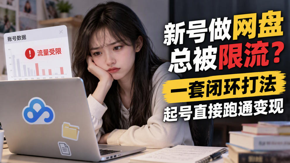 新号做网盘总被限流？一套闭环打法，起号直接跑通变现-超级会员网