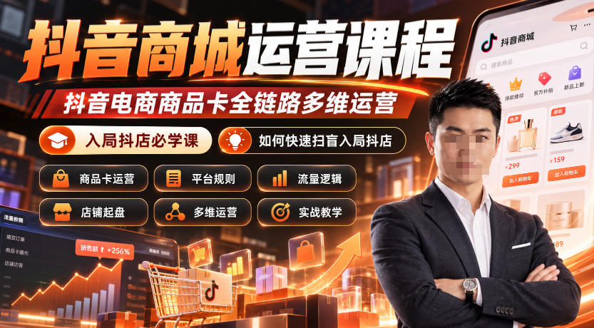 抖音商城运营课程，抖音电商商品卡全链路多维运营，入局抖店必学课， 如何快速扫盲入局抖店(更新1025)-超级会员网