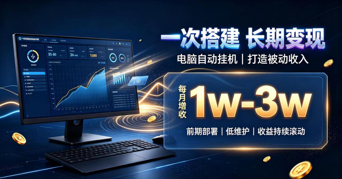 一份投入长期收益，电脑自动挂G类目，搭建被动收入每月增收1w-3w【揭秘】-超级会员网