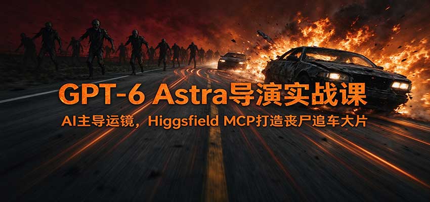 GPT-6 Astra导演实战课：AI主导运镜，Higgsfield MCP打造丧尸追车大片-超级会员网