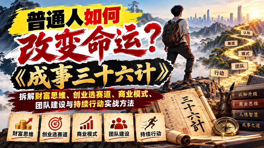 普通人如何改变命运？《成事三十六计》拆解财富思维、创业选赛道、商业模式、团队建设与持续行动实战方法-超级会员网