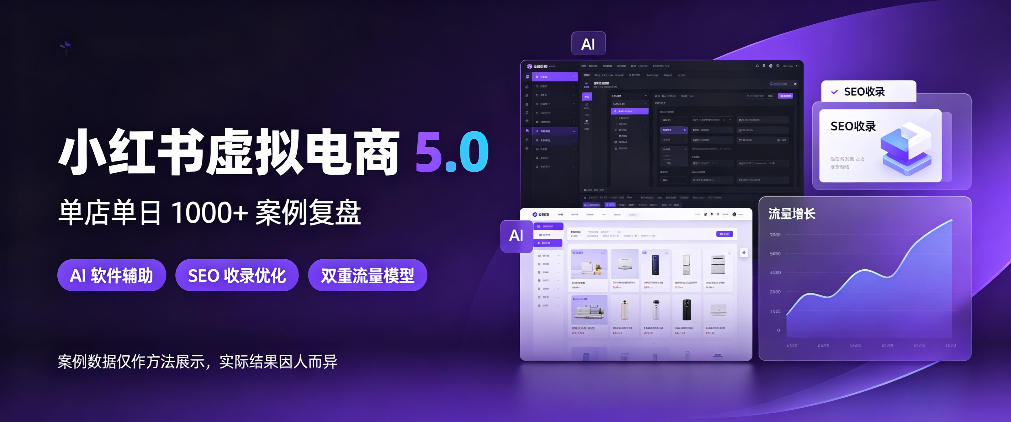 小红书虚拟电商5.0，单店单日1000+，AI软件+SEO收录，双重流量稳定出单【揭秘】-超级会员网