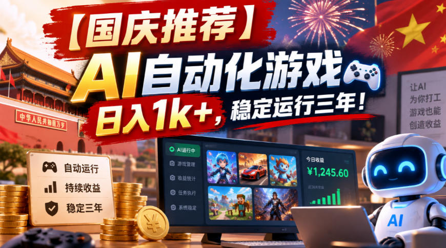 【国庆推荐】AI自动化游戏，日入1k+，操作简单，稳定运行三年！【揭秘】-超级会员网