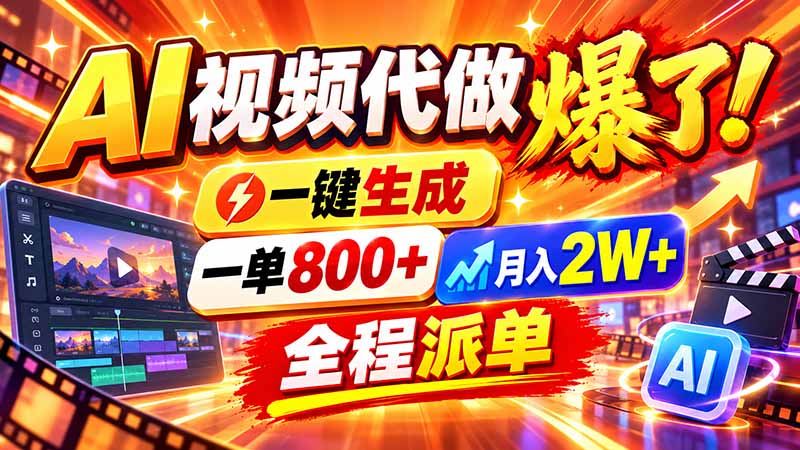 2026年底新赛道，AI视频代做一单800+，小白可做，告别打工-超级会员网