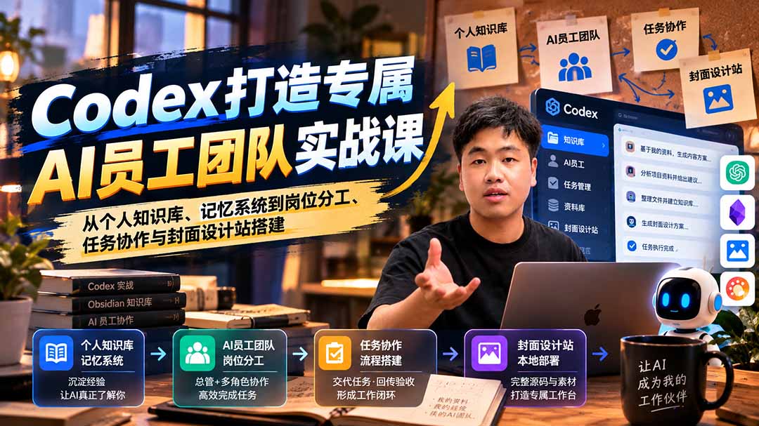 【无水印】Codex打造专属AI员工团队实战课：从个人知识库、记忆系统到岗位分工、任务协作与封面设计站搭建-超级会员网