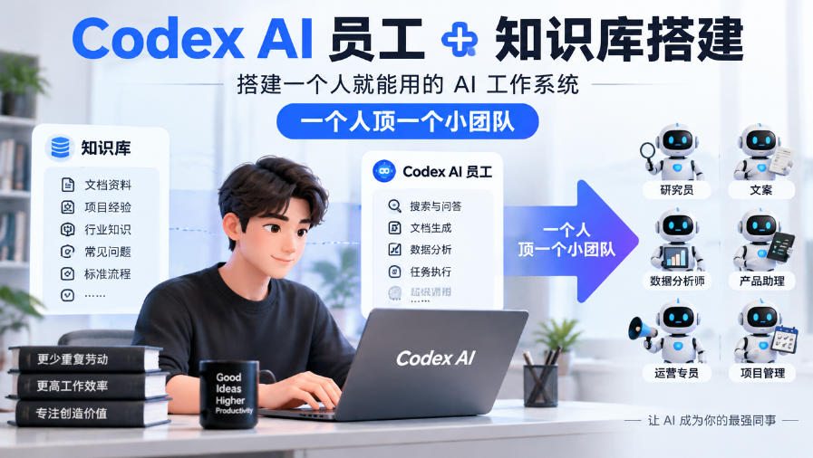 Codex AI员工+知识库搭建，搭建一个人就能用的AI工作系统，一个人顶一个小团队-超级会员网