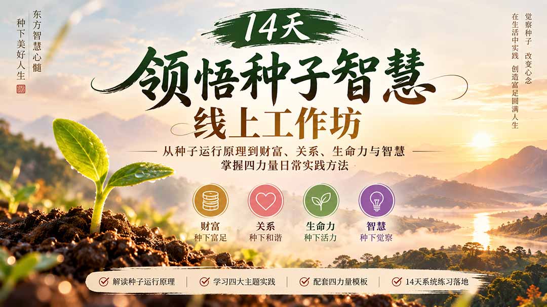 14天领悟种子智慧线上工作坊｜从种子运行原理到财富、关系、生命力与智慧，掌握四力量日常实践方法-超级会员网