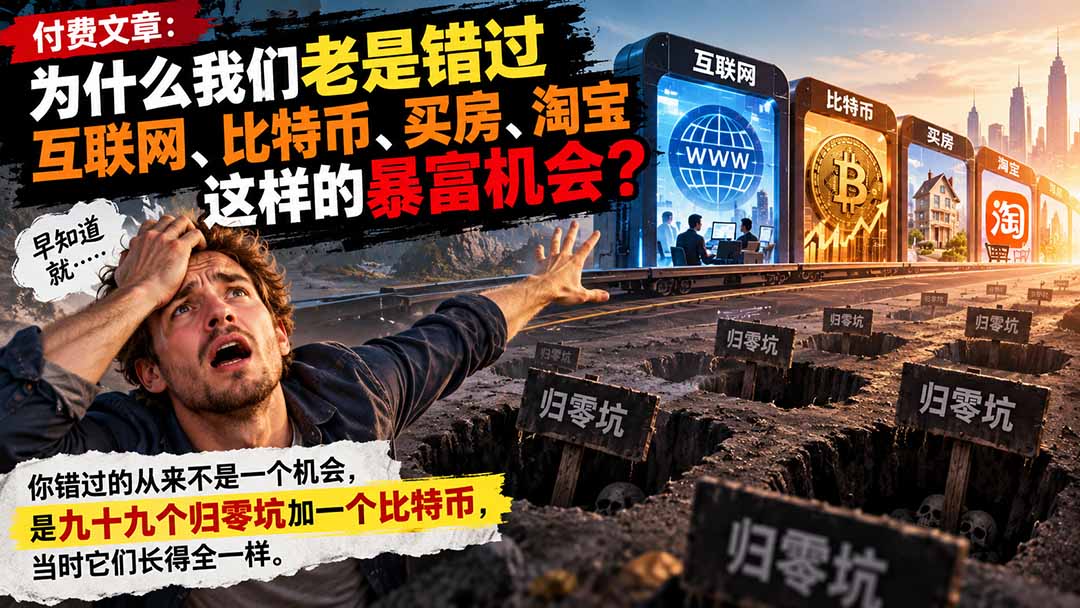 付费文章：为什么我们老是错过互联网、比特币、买 房、淘宝这样的暴富机会？-超级会员网