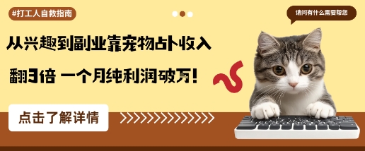 从兴趣到副业靠宠物占卜收入翻3倍一个月纯利润破W-超级会员网