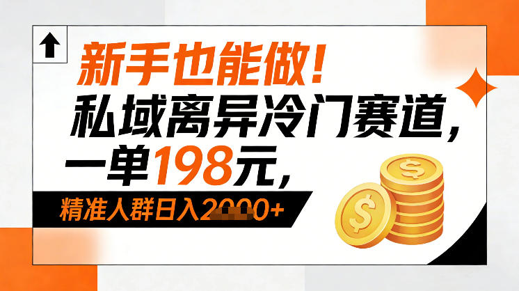 新手也能做！私域离异冷门赛道，一单198，精准人群日入1k+-超级会员网
