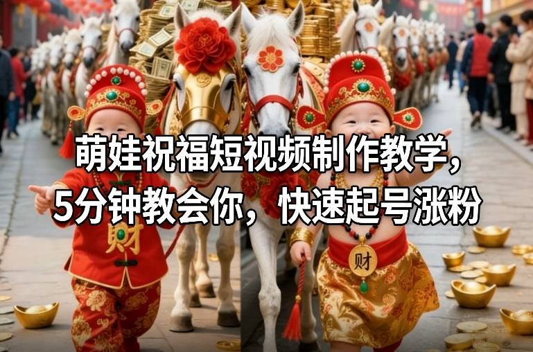 萌娃祝福短视频制作教学，5分钟教会你，快速起号涨粉-超级会员网