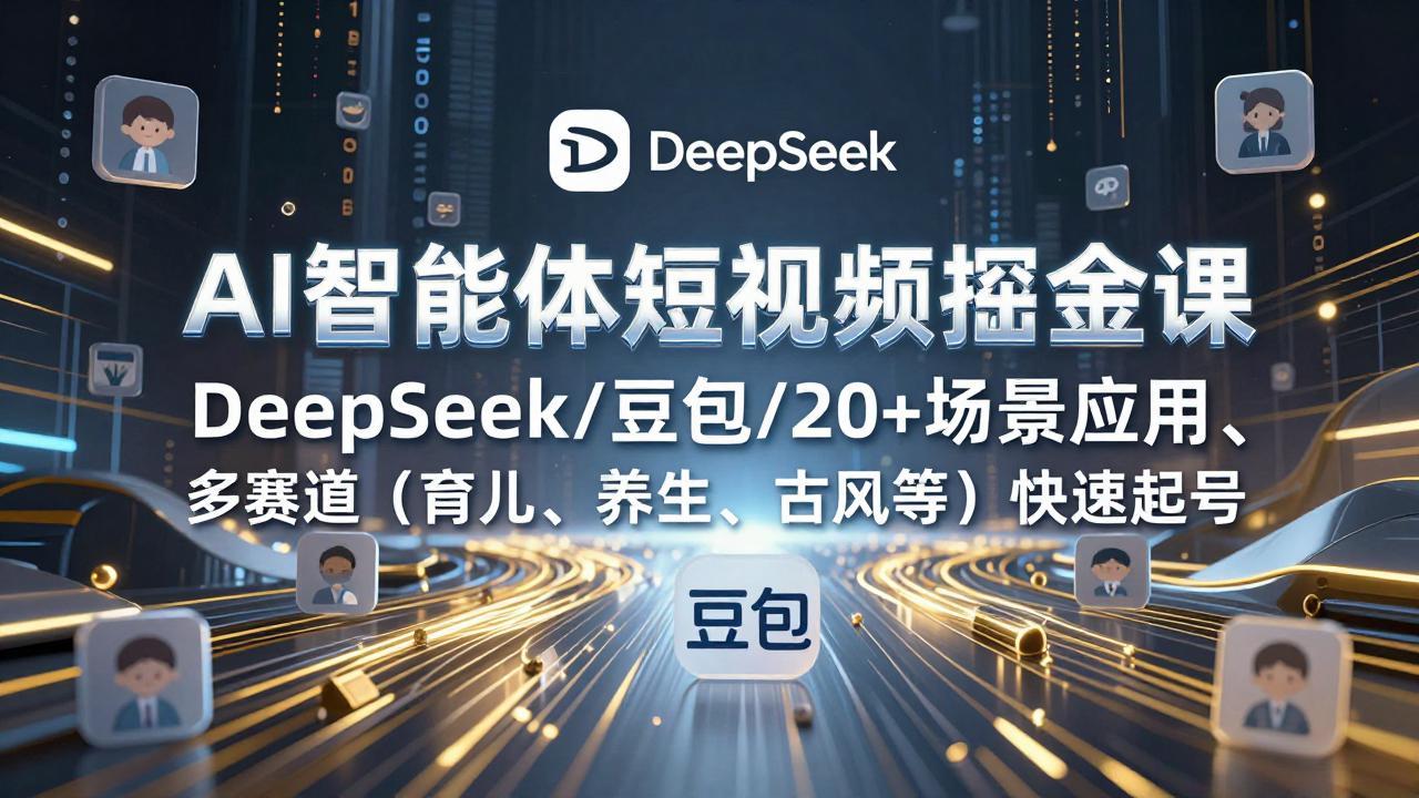 AI智能体短视频掘金课，DeepSeek/豆包/20+场景应用、多赛道(育儿、养生、古风等-超级会员网