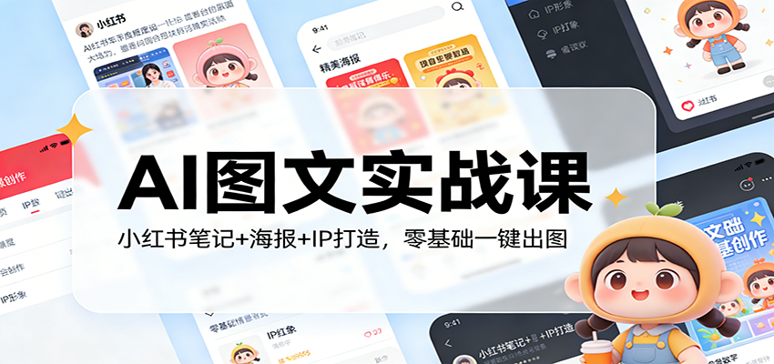 AI图文实战课：小红书笔记+海报+IP打造，零基础一键出图-超级会员网